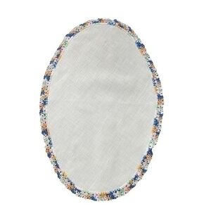 Vintage Oval Table Topper With Crochet Lace Trim